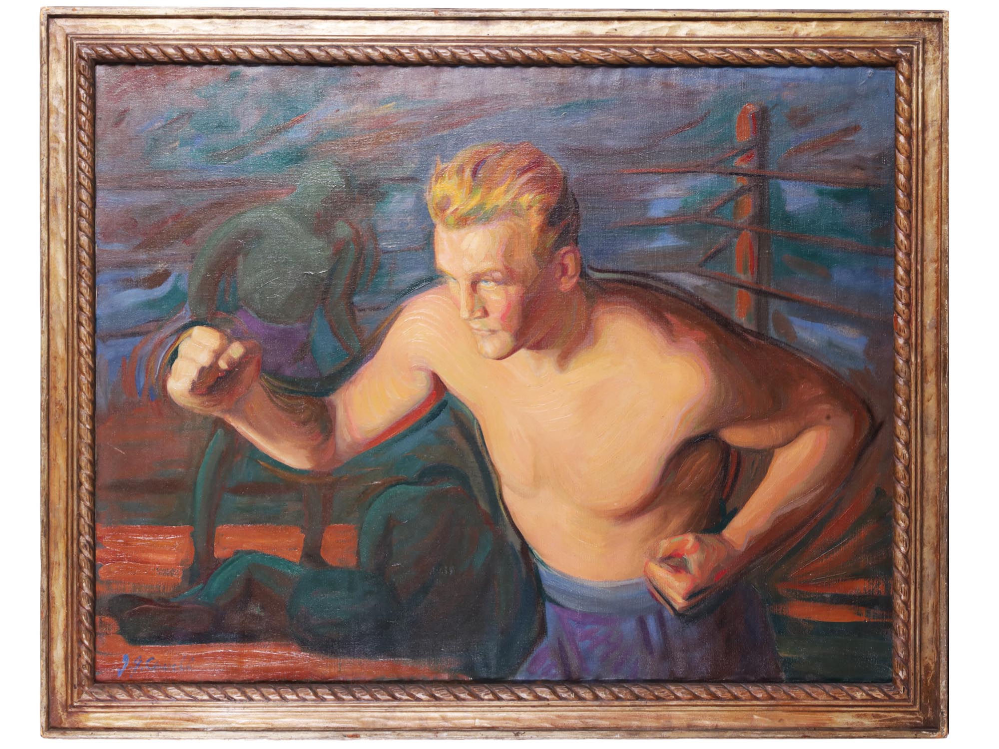 JOSEPH GOSS COWELL THE BOXER OIL PAINTING PIC-0